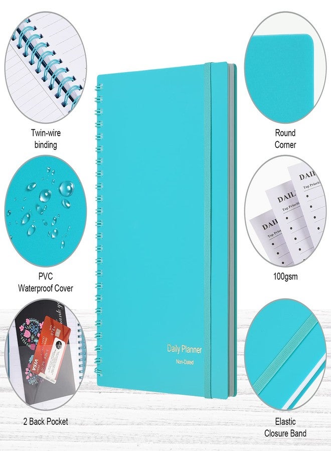 ASTEN Daily Planner Undated, Asten To Do List Notebook Hourly Schedules Spiral Appointment Planner for Men and Women,PVC Hardcover,Elastic Closure, Inner Pocket 8.3" x 5.8" (Blue) - Image 4