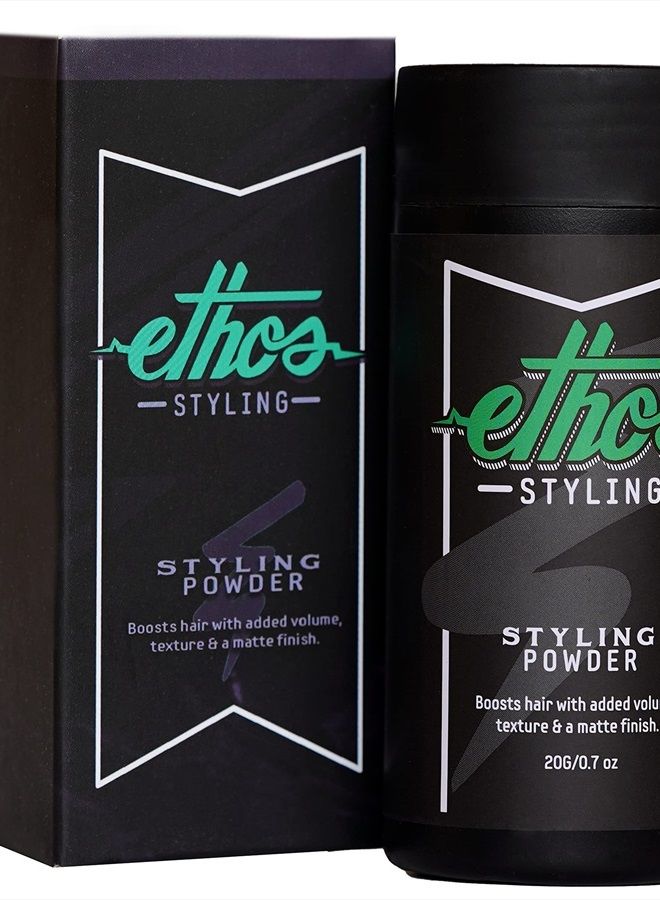 Ethos Styling Texture Powder - Texturizing & Mattifying Hair Powder for Men - Grooming, Volumizing & Hair Styling Products for Extra Volume, Control & Strong All-Day Grip - Matte, Wavy Finish - 20g - Image 1