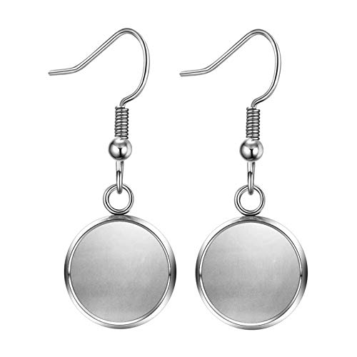 LANBEIDE 40 Packs Earrings Wire Hooks Blanks, Fit 12mm Cabochon Settings Trays, Stainless Steel Earrings Bezel for DIY Jewelry Making (Silver) - Image 1