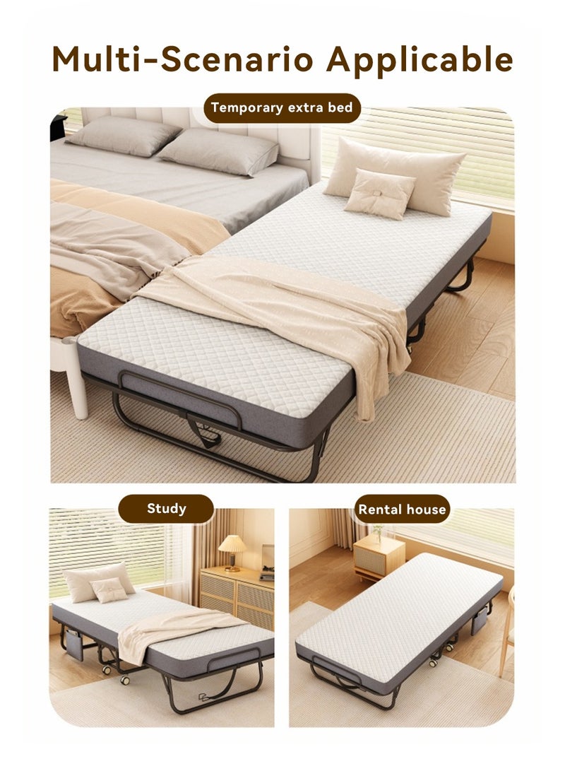 LEOKOR Folding Bed with 10CM Memory Foam Mattress, 190*80CM Large Single Bed with Sturdy Metal Frame, Space-Saving Portable Foldable Bed for Home Guest Bedroom and Office - Image 3