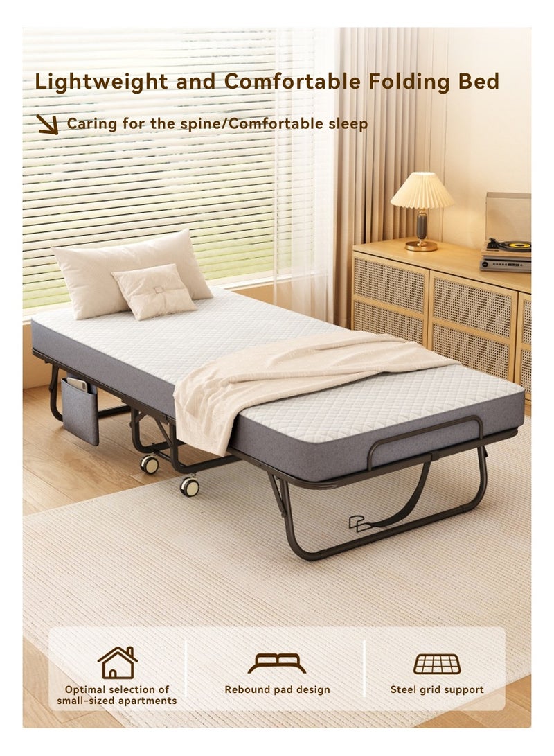 LEOKOR Folding Bed with 10CM Memory Foam Mattress, 190*80CM Large Single Bed with Sturdy Metal Frame, Space-Saving Portable Foldable Bed for Home Guest Bedroom and Office - Image 2