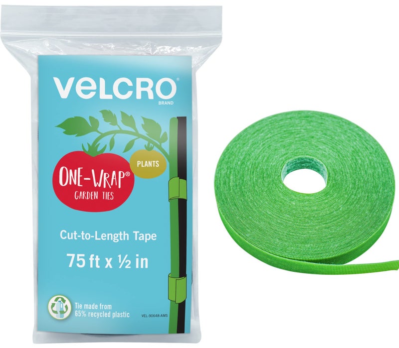 VELCRO Brand علامة فيلكرو 90648 روابط حديقة ONE-WRAP | دعم النباتات للنمو الفعال | قبضة قوية قابلة لإعادة الاستخدام وقابلة للتعديل | مقطوعة إلى الطول، 75 قدم × 1/2 بوصة، بلاستيك معاد تدويره باللون الأخضر - Image 1