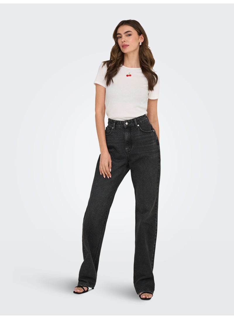 ONLY ONLDANIELLA  Rib Short Sleeve Top - Image 3