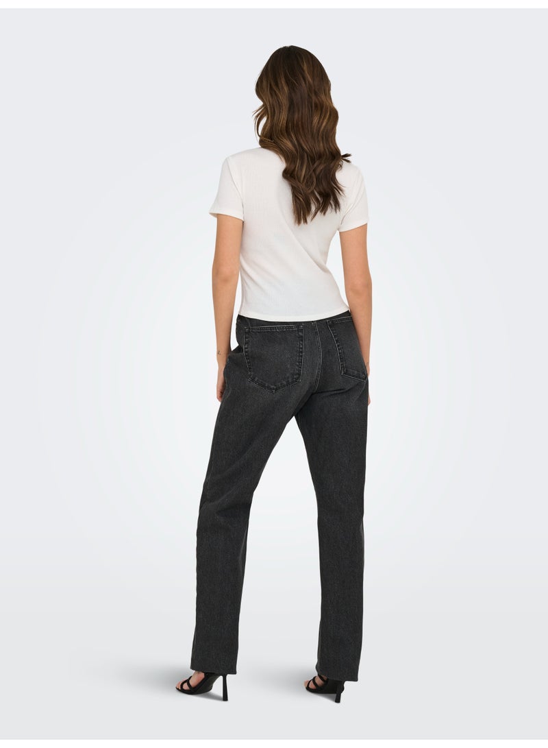 ONLY ONLDANIELLA  Rib Short Sleeve Top - Image 2
