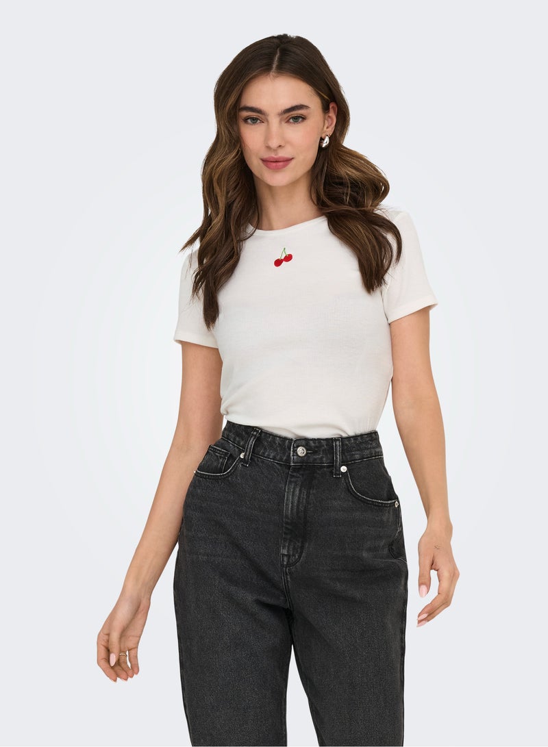 ONLY ONLDANIELLA  Rib Short Sleeve Top - Image 1