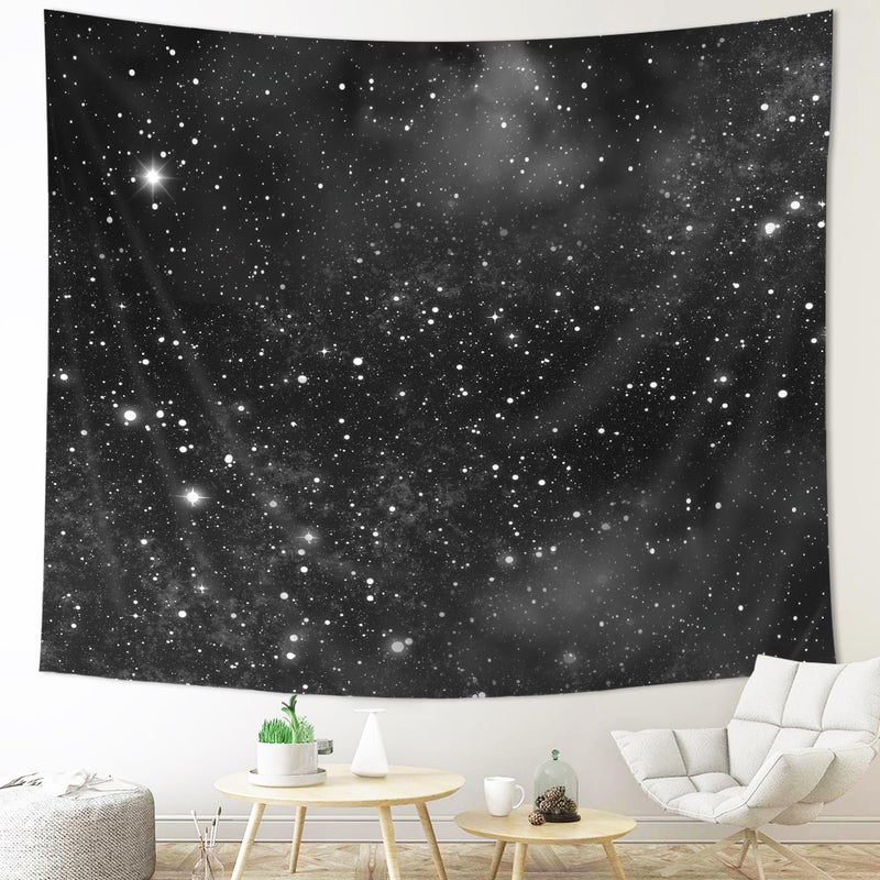 Imirell Night Sky Stars Tapestry 78Wx59H Inches Black Starry Shining Galaxy Universe Space Cosmic Fantasy Texture for Women Men Art Hanging Bedroom Living Room Dorm Wall Blankets Home Decor Fabric
