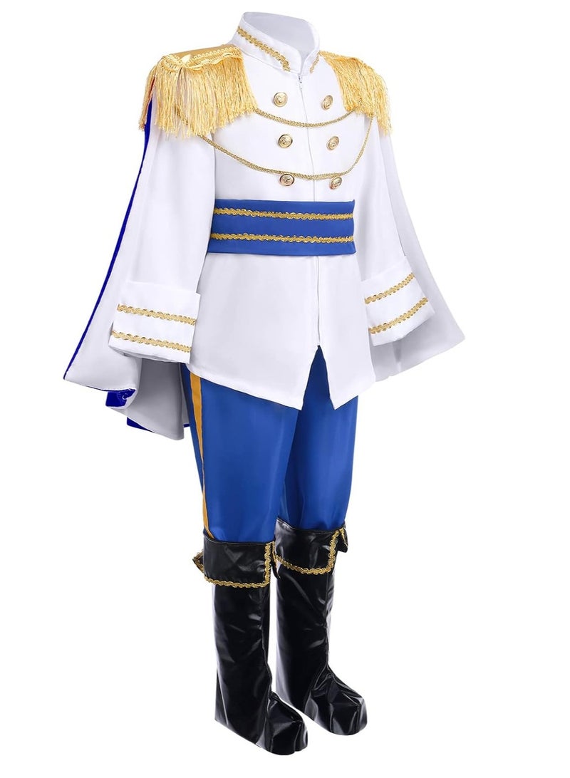 Prince Charming Cosplay Costume for Toddler Kid Medieval Royal Prince Jacket Pants Crown Dress Up Party Outfit For Boys - Image 2