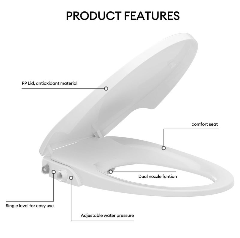 Jomoo Bidet Spray Toilet Seat Cover, V-Shape Quiet Soft Close Lid, Hygiene Adjustable Spray Self-cleaning Toilet Seat Cover, Non-electric Bidet Toilet Lid - Image 5