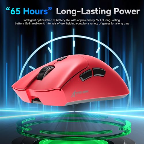 MAMBASNAKE Attack Shark R1 Wireless Gaming Mouse,PAW3311 Optical Sensor 18K DPI,59g Ultralight 2.4Ghz/BT/Wired Computer Mice for Win/Mac - Red - Image 4