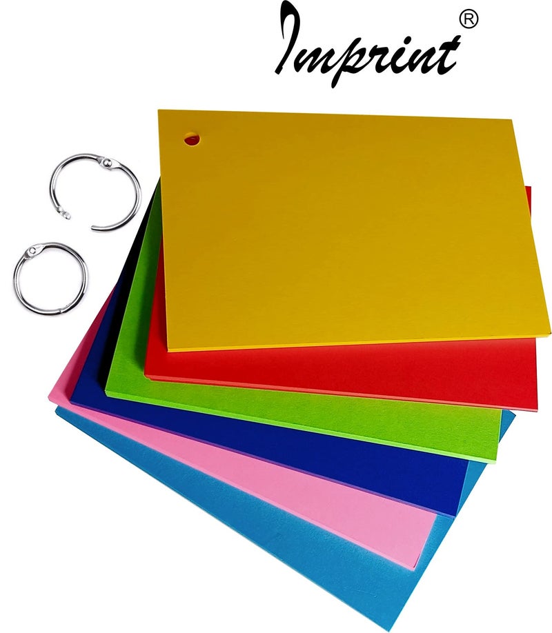 IMPRINT Flash Cards Index Cards 4 x 6 Inch Size 100 Sheets 6 Mix Colour 170 to 200 GSM Thickness SIngle Hole Cards - Image 3