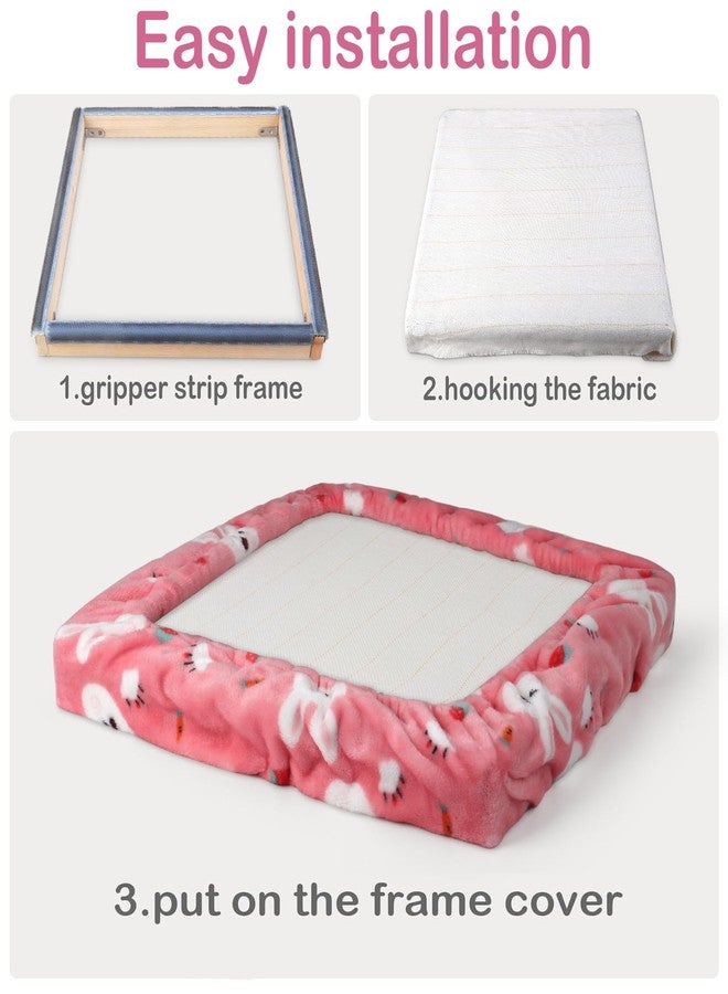 JQSH 19.7"*19.7" Rug Hooking Frame, Punch Needle Frame, Gripper Strip Frame,Cross Stitch Hoop, with Frame Cover (Pink) - Image 5