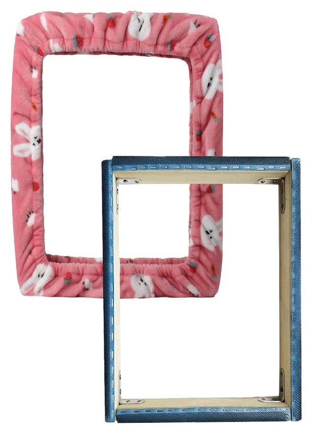 JQSH 19.7"*19.7" Rug Hooking Frame, Punch Needle Frame, Gripper Strip Frame,Cross Stitch Hoop, with Frame Cover (Pink) - Image 1