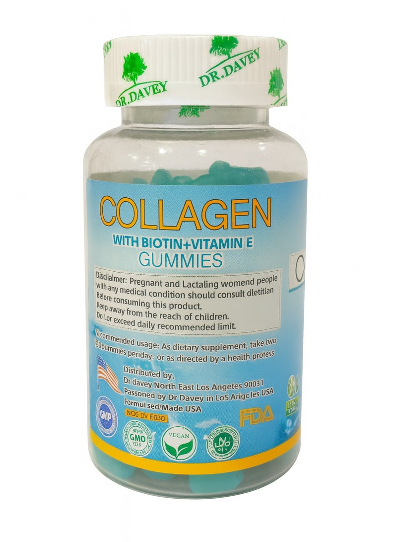 DR. DAVEY Dr. Davey Collagen + Biotin + Vitamin E Gummies – Skin Glow, Hair Growth & Nail Strength – 60 Vegan Gummies - Image 2