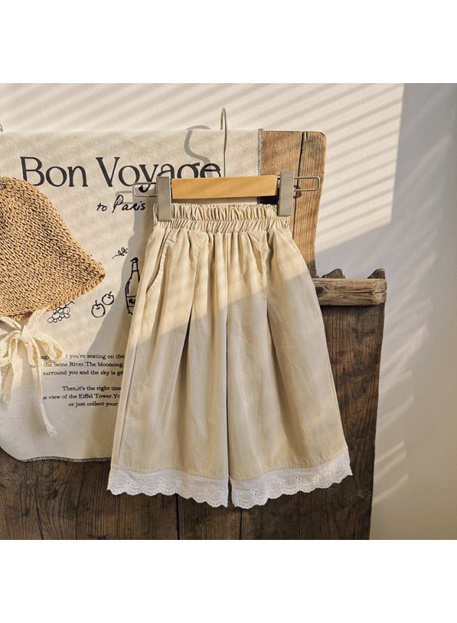 Korean Style Women's Children's Wide Leg Pants Lace Pants Children's Casual All-match Straight Pants Lace Trousers