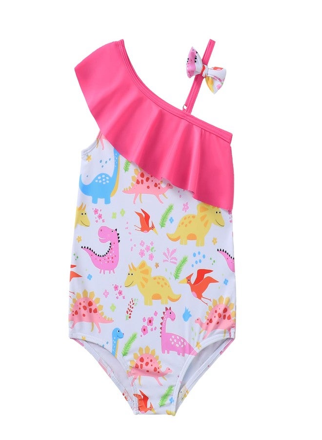 YWFSHOP Toddler Baby Swimsuit Girl One Piece Bathing Suit Funny Pattern Color Block Ruffle Swimwear 12M-5T - Image 1