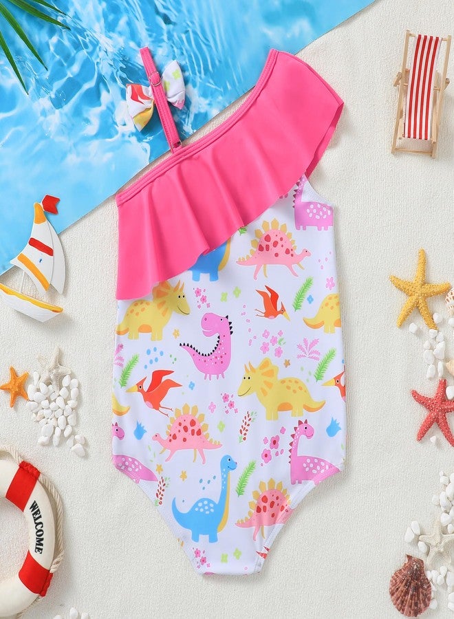YWFSHOP Toddler Baby Swimsuit Girl One Piece Bathing Suit Funny Pattern Color Block Ruffle Swimwear 12M-5T - Image 2