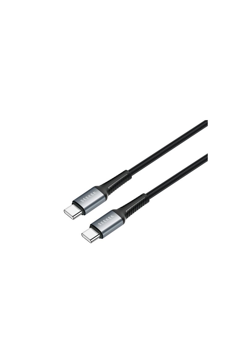 Seeken USB-C to USB-C Braided Cable 1 Meter – 60W Fast Charging, Durable Nylon Braided, Metal Shell, Tangle-Free - Image 1