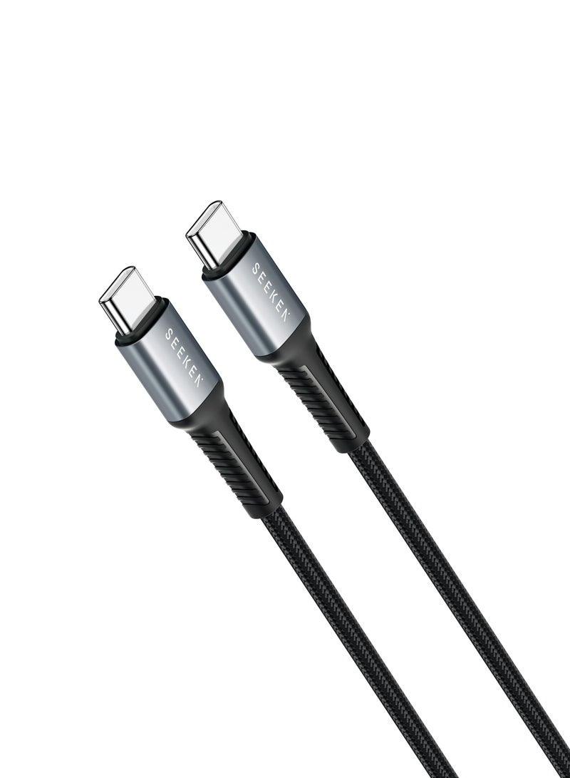 Seeken USB-C to USB-C Braided Cable 1 Meter – 60W Fast Charging, Durable Nylon Braided, Metal Shell, Tangle-Free - Image 2
