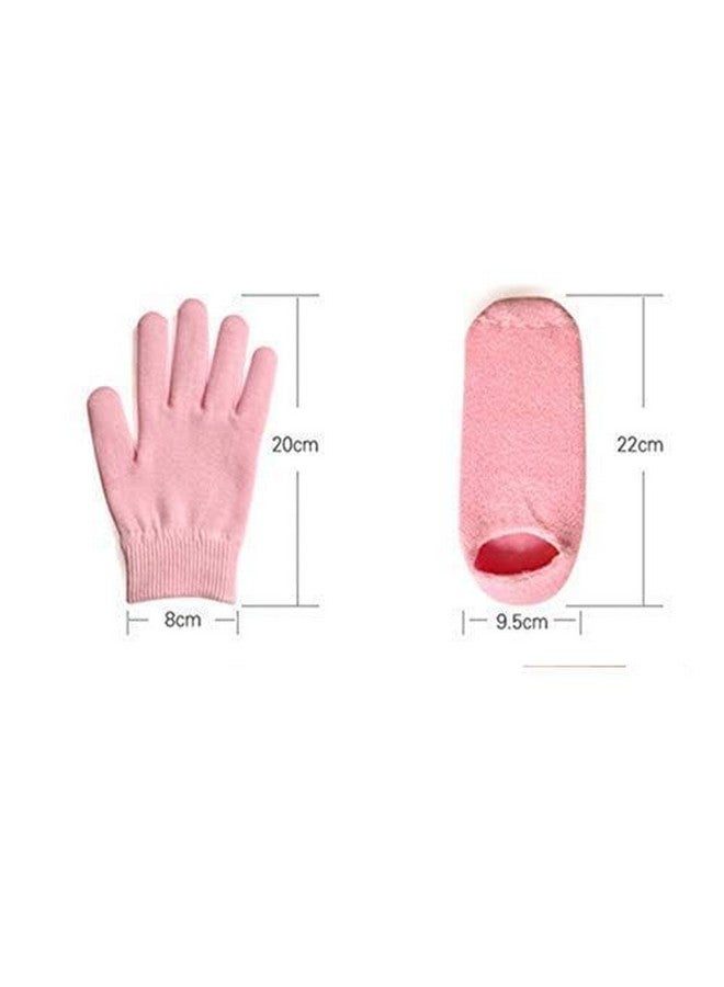 Kitssential® Spa Gel Socks and Gloves Set Moisturizing Silicon Gel Combo For Hands Feet, Skin Whitening Care Beauty Spa Treatment Hydrating Cool Soft Cotton Booties & Gloves for Dry Hard Crack Skin (Multicolor) (1 Pair) (Spa Gel Socks + Gloves) - Image 3