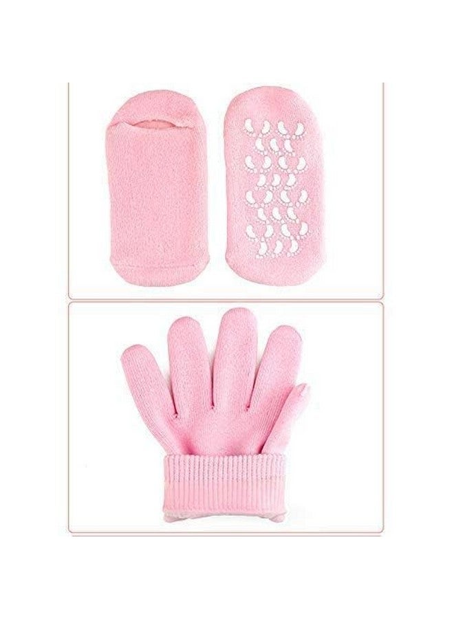 Kitssential® Spa Gel Socks and Gloves Set Moisturizing Silicon Gel Combo For Hands Feet, Skin Whitening Care Beauty Spa Treatment Hydrating Cool Soft Cotton Booties & Gloves for Dry Hard Crack Skin (Multicolor) (1 Pair) (Spa Gel Socks + Gloves) - Image 4