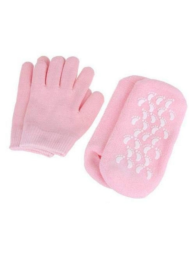Kitssential® Spa Gel Socks and Gloves Set Moisturizing Silicon Gel Combo For Hands Feet, Skin Whitening Care Beauty Spa Treatment Hydrating Cool Soft Cotton Booties & Gloves for Dry Hard Crack Skin (Multicolor) (1 Pair) (Spa Gel Socks + Gloves) - Image 2