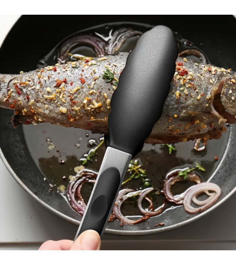 Assorted 3pcs Kitchen Tongs Set Stainless Steel With Silicone Handle Non Slip Grip For Grills Air Fryer - Image 2