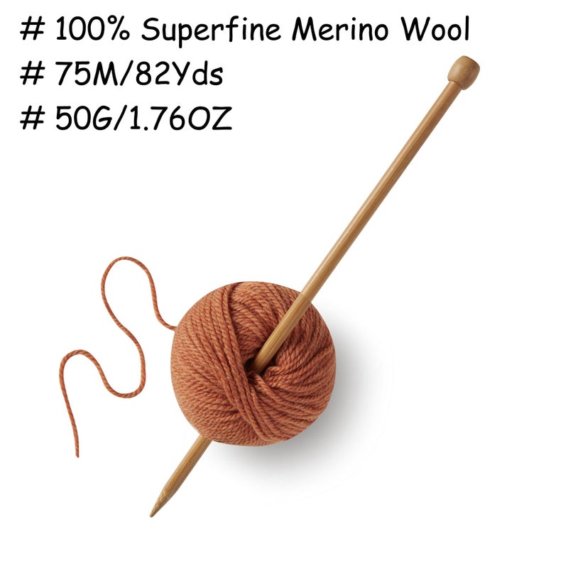Gisimo 100% Merino Wool Yarn, 3-Ply Luxurious and Soft Yarn for Hand Knitting & Crocheting (Amber, 1Ball) - Image 3