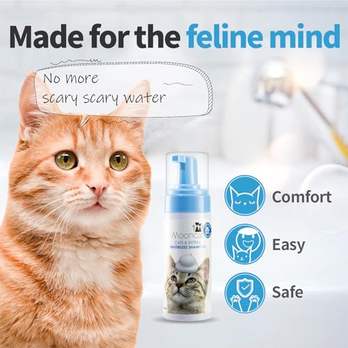 Mooncat Waterless Cat Shampoo, 100% Licking Safe & Vet Approved No Rinse Dry Bath Foam - Gentle Deodorizer for Short Haired Cats, Seniors & Kittens - Soothes Sensitive Skin, Reduces Dander & Odor - Image 3