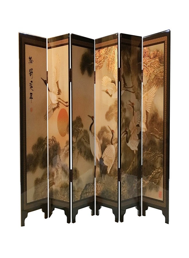 APERFECT Decorations for The Home, 6 Panel Divider, Mini Folding Screen, Chinese Lacquerware, Mini Desktop Folding Screen, Feng Shui Ornaments, Oriental Gift, Business Gift - Image 1