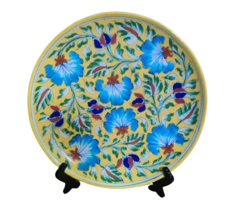 CRAFT PARK Jaipur Blue Pottery Home Decor Wall HangingTable Decor Handmade PlateServing Plate 25 cm x 25 cm x 3 cmCFPP23 - Image 1