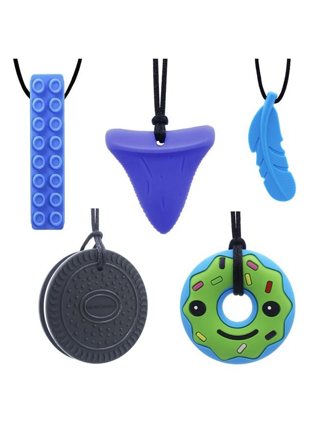 GNAWRISHING Chew Necklace for Boys , 5 Pack Sensory Chew Necklaces for Boys Kids with Autism, ADHD, SPD, Chewing, Oral Motor - Image 1