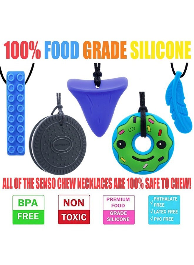 GNAWRISHING Chew Necklace for Boys , 5 Pack Sensory Chew Necklaces for Boys Kids with Autism, ADHD, SPD, Chewing, Oral Motor - Image 2