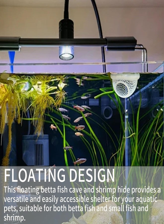 Roioiow 2Pcs Betta Fish Tank Accessories | Aquarium Floating Betta Fish Cave & Shrimp Hide | 3D Printed Feeding and Resting Shelter for Small Shrimp (Blue) - Image 5