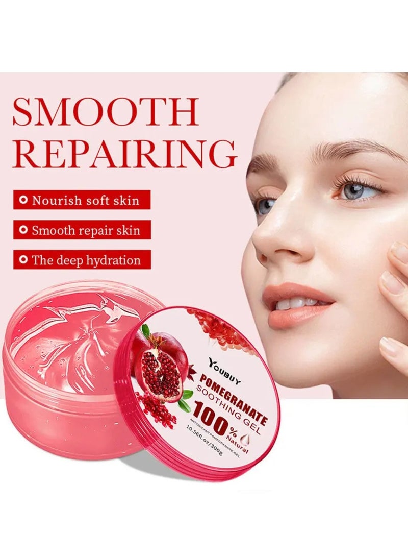 YOUBUY 300g Pomegranate Soothing Gel Moisturize Hydrate Skin Fresh Oil Free and Fast Absorption Antioxidant Pomegranate Gel for Face and Skin Nourish Smooth and Deep Hydration Antifungal Cream - Image 3