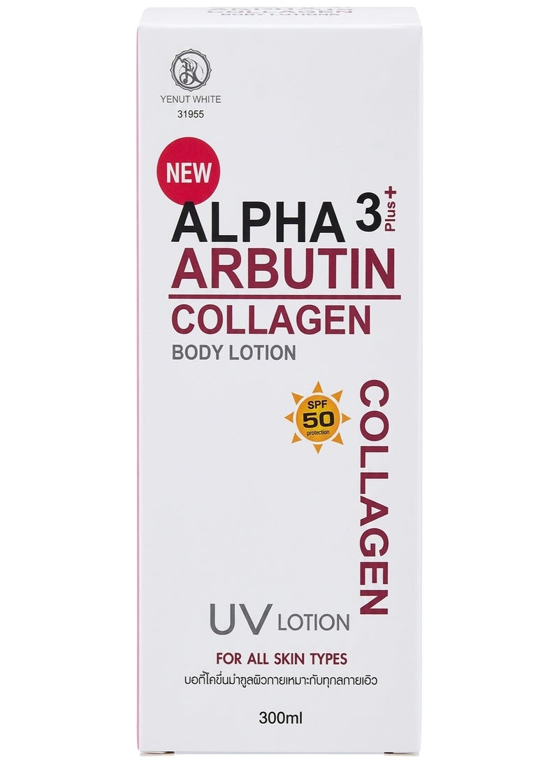 3 Plus+ Collagen UV Body Lotion with SPF 50 - Deep Whitening & Firming Moisturizer - 300ml