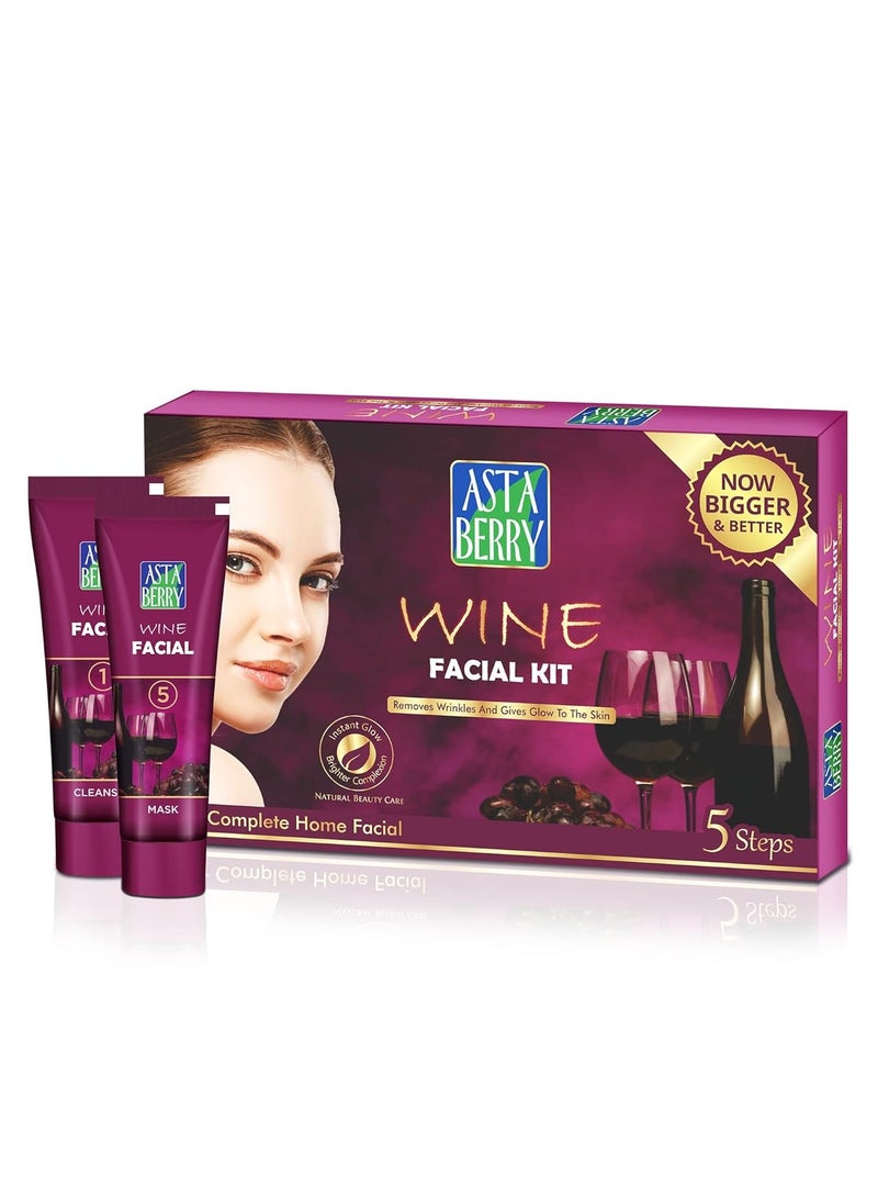 Astaberry Wine Mini Facial Kit, 5 Step for Skin Brightening - Image 1