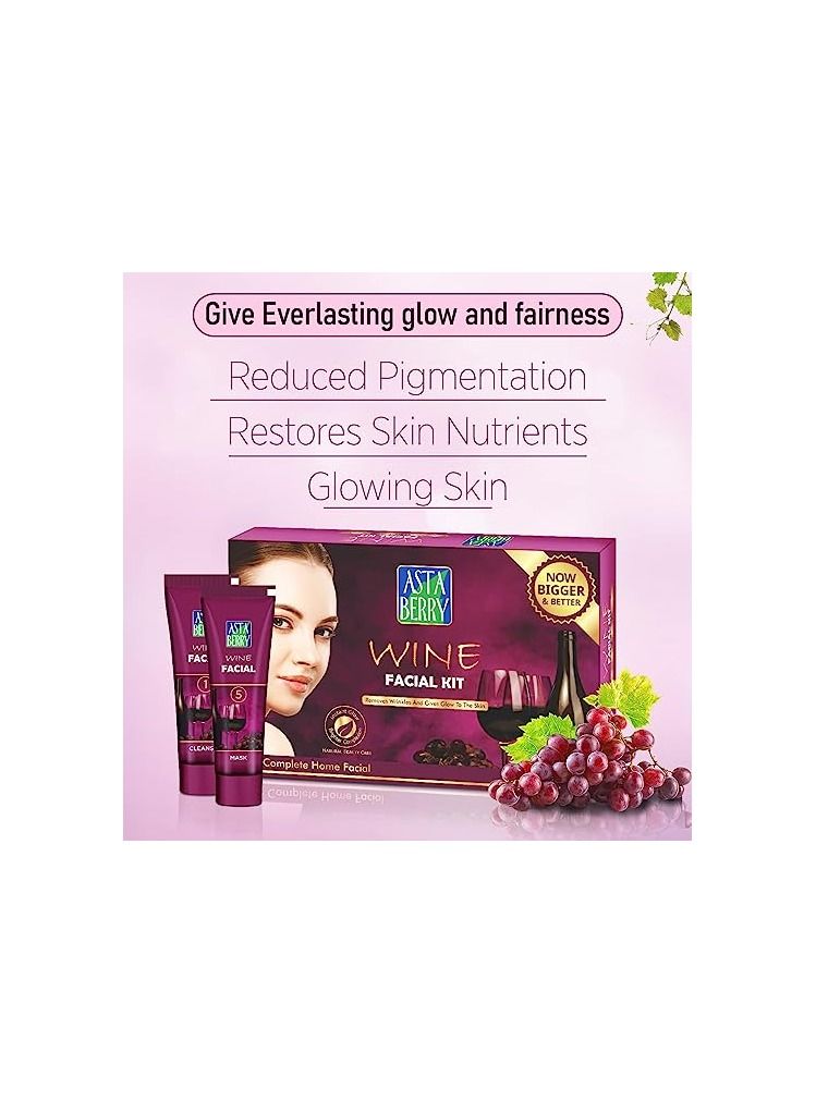 Astaberry Wine Mini Facial Kit, 5 Step for Skin Brightening - Image 2