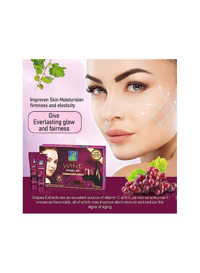 Astaberry Wine Mini Facial Kit, 5 Step for Skin Brightening - Image 4