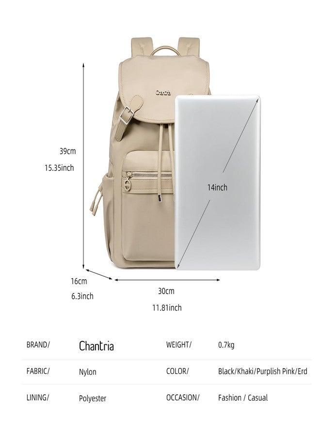 Chantria Laptop Backpack for Women 14-inch Work Office Backpack 18L Capacity Laptop Bag College Bag Water-repellent Casual Backpack for Travel (Khaki) - Image 3