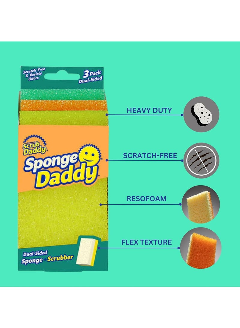 Sponge Daddy Dish Sponge  3 Packs , All Purpose Scrub Sponges : Durable, Reusable, Non-Scratch, for Dishes, Kitchen, Bathroom
