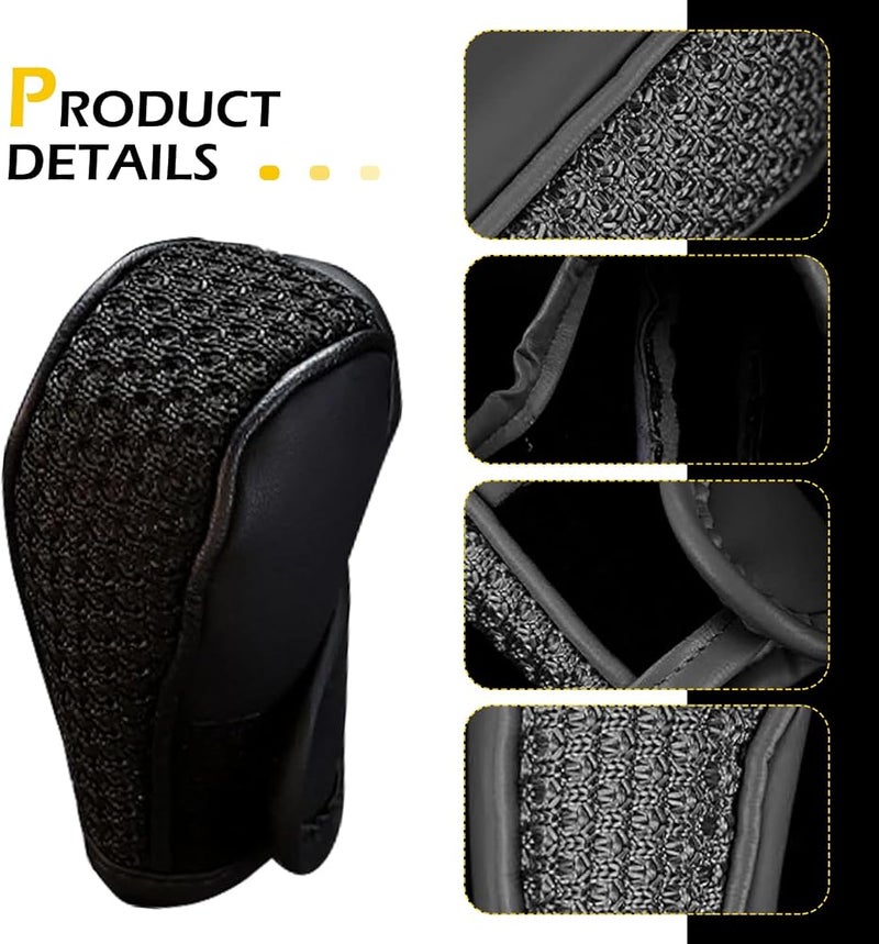 Dogary 1 PC Car Gear Shift Cover, Anti-Slip Shifter Knob Cover, Anti-Scratch Leather Stick Shift Protector, Universal Car Decoration Accessories, for Truck, SUV, RV (Black) - Image 1