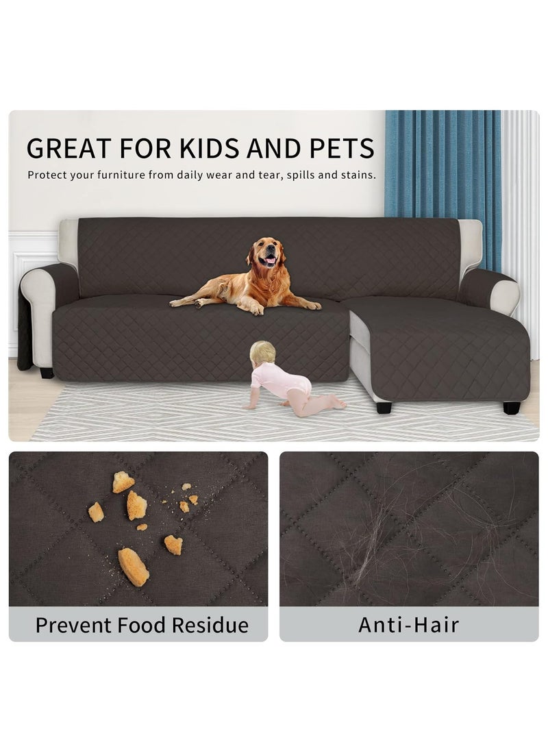 ISSUNTEX - ISSUNTEX Sectional Couch Covers for Dogs, Reversible L Shaped Sofa Cover, Water Resistant Chaise Lounge Cover Furinture Protector for Kids Pets (Large, Chocolate/Chocolate ) - Image 1
