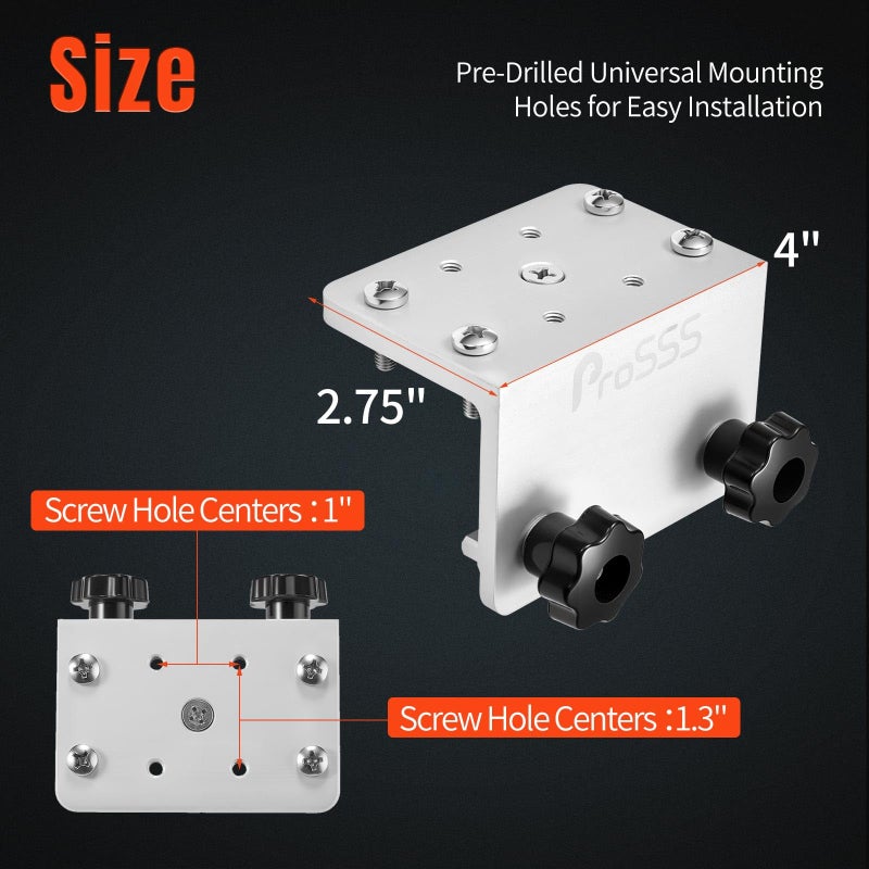 ProSSS 90Â° Aluminum Track Mount Base â€“ CNC Marine Bracket for Versatrack Boat Accessories, Lund Sport Track, Ranger, Lowe â€“ Fits Brocraft, Cannon, Scotty, RAM Mounts â€“ Tool-Free Adjustment - Image 3