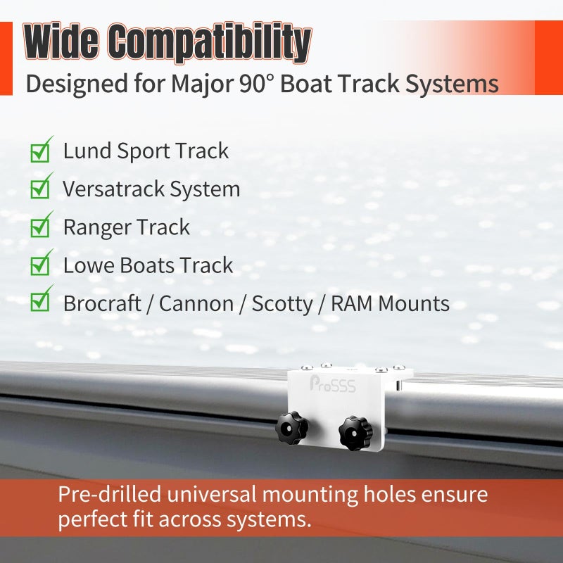 ProSSS 90Â° Aluminum Track Mount Base â€“ CNC Marine Bracket for Versatrack Boat Accessories, Lund Sport Track, Ranger, Lowe â€“ Fits Brocraft, Cannon, Scotty, RAM Mounts â€“ Tool-Free Adjustment - Image 5