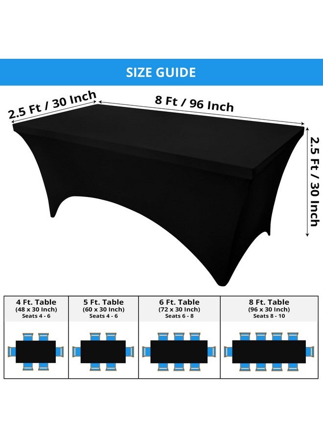 Utopia Kitchen مفرش طاولة يوتوبيا كيتشن سبانديكس 2 عبوة [8 قدم، أسود] مفرش طاولة مشدود، مناسب، قابل للغسل ومقاوم للتجاعيد لتغطية مستطيلة للمعارض، حفلات الزفاف والحفلات [96×30×30 بوصة] - Image 2