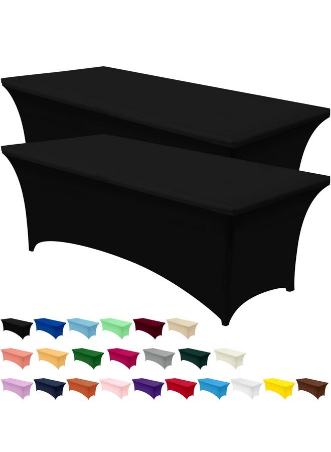 Utopia Kitchen مفرش طاولة يوتوبيا كيتشن سبانديكس 2 عبوة [8 قدم، أسود] مفرش طاولة مشدود، مناسب، قابل للغسل ومقاوم للتجاعيد لتغطية مستطيلة للمعارض، حفلات الزفاف والحفلات [96×30×30 بوصة] - Image 1