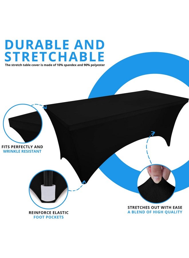 Utopia Kitchen مفرش طاولة يوتوبيا كيتشن سبانديكس 2 عبوة [8 قدم، أسود] مفرش طاولة مشدود، مناسب، قابل للغسل ومقاوم للتجاعيد لتغطية مستطيلة للمعارض، حفلات الزفاف والحفلات [96×30×30 بوصة] - Image 5