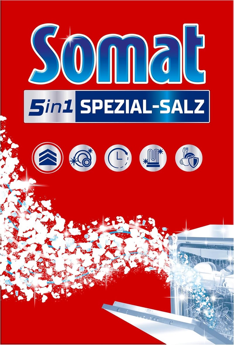 Somat Special Salt (1.2 kg), Dishwasher Salt for Stronger Dishwashing Performance, Water Softener for Dishwasher Works Against Limescale for Shiny Results and Longer Life - Image 1