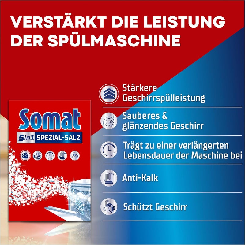Somat Special Salt (1.2 kg), Dishwasher Salt for Stronger Dishwashing Performance, Water Softener for Dishwasher Works Against Limescale for Shiny Results and Longer Life - Image 4