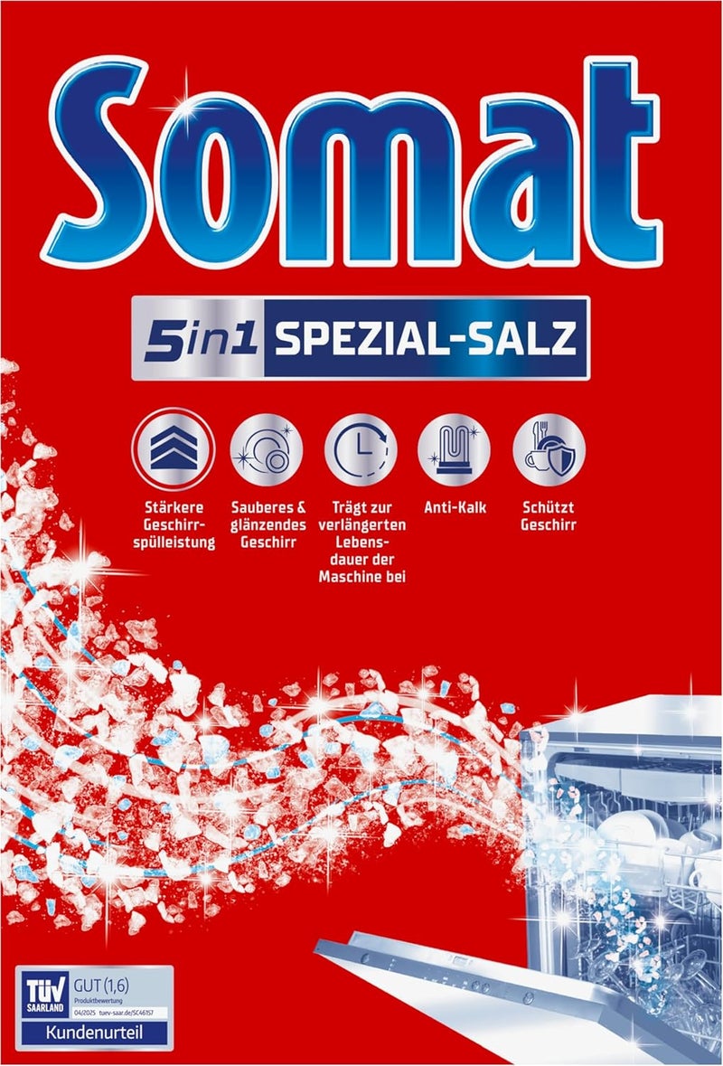 Somat Special Salt (1.2 kg), Dishwasher Salt for Stronger Dishwashing Performance, Water Softener for Dishwasher Works Against Limescale for Shiny Results and Longer Life - Image 2